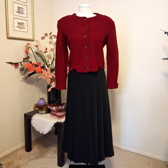 Vintage Braemar Jeremy Scott Wine-red Burgundy 100% Wool Fall Winter Jacket - Picture 6 of 14